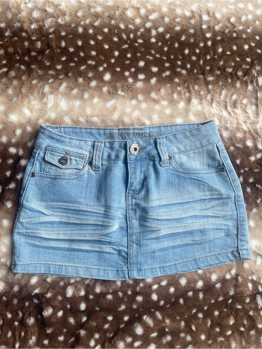 Streetwear society low rise light wash mini skirt